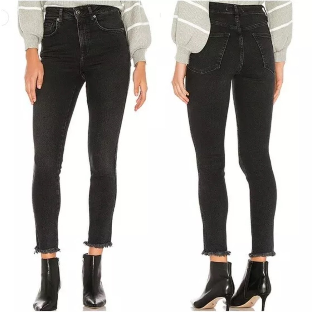 🛍️ FREE PEOPLE “WE THE FREE” Black Raw Hem Skinny Jeans - Size 27